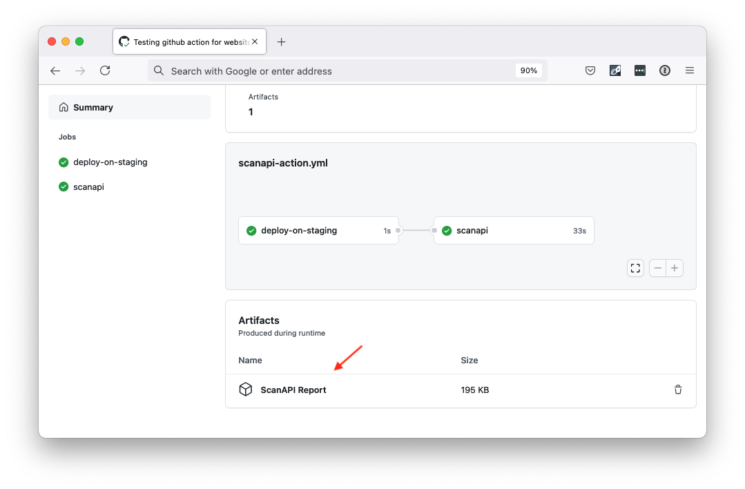 GitHub Action Artifacts